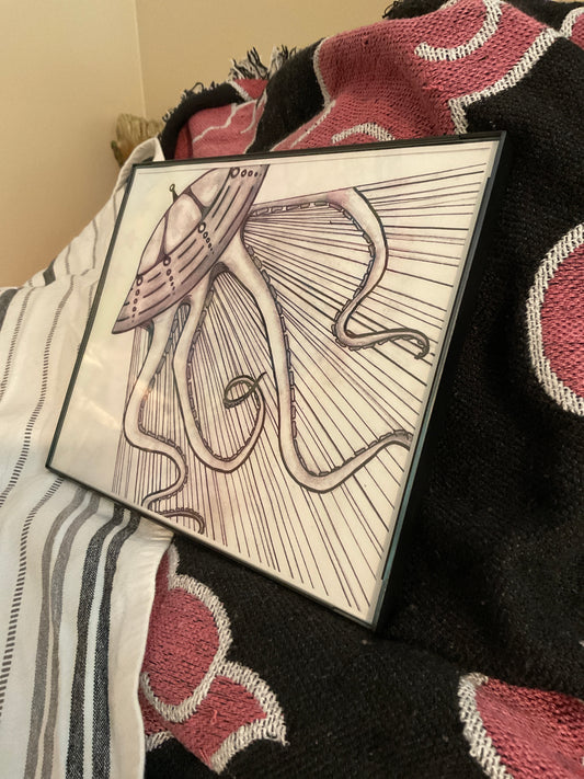 Pen and ink tentacle ufo
