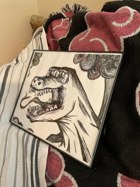 Pen and ink godzilla