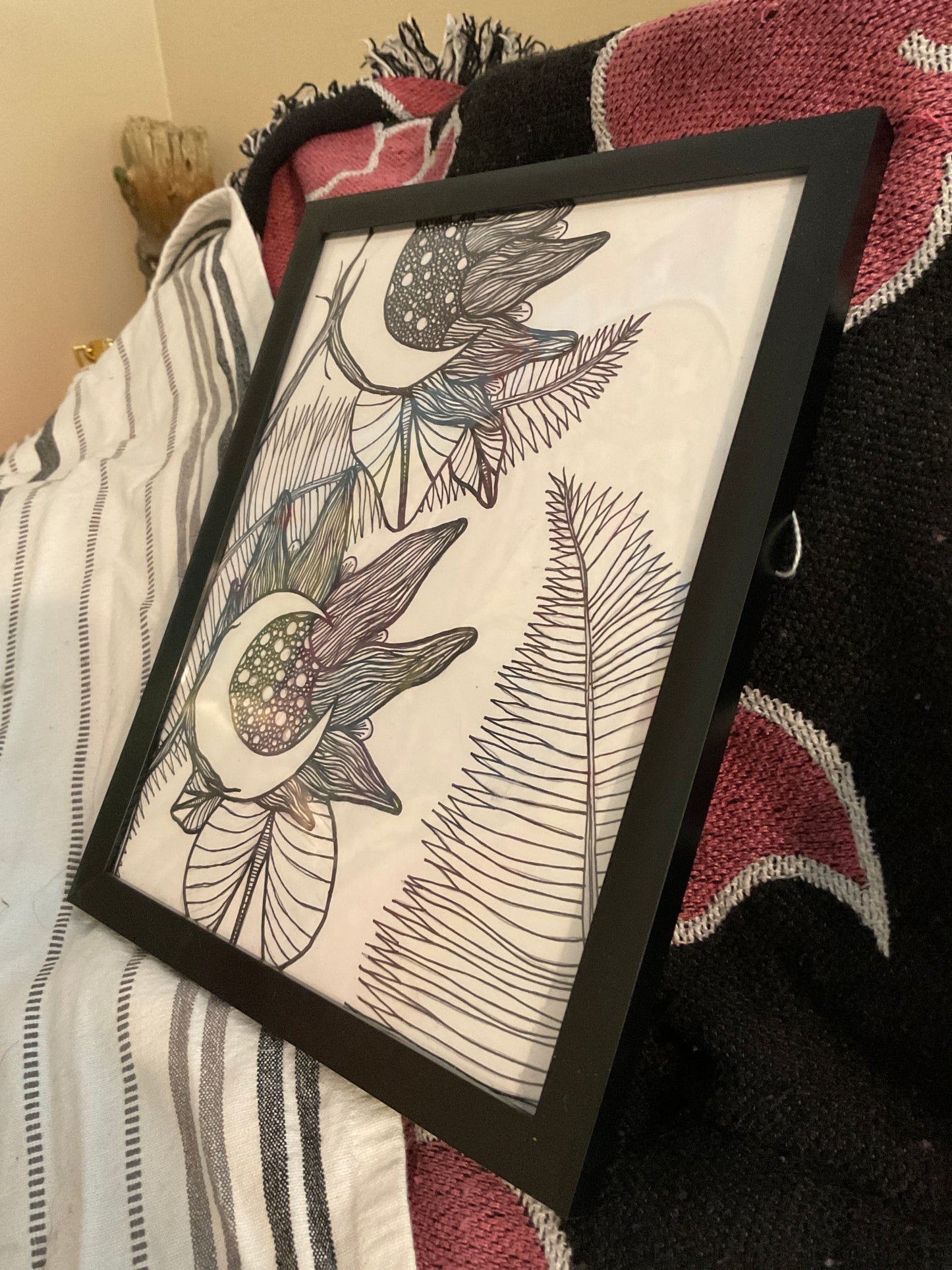 Pen and ink moon flower