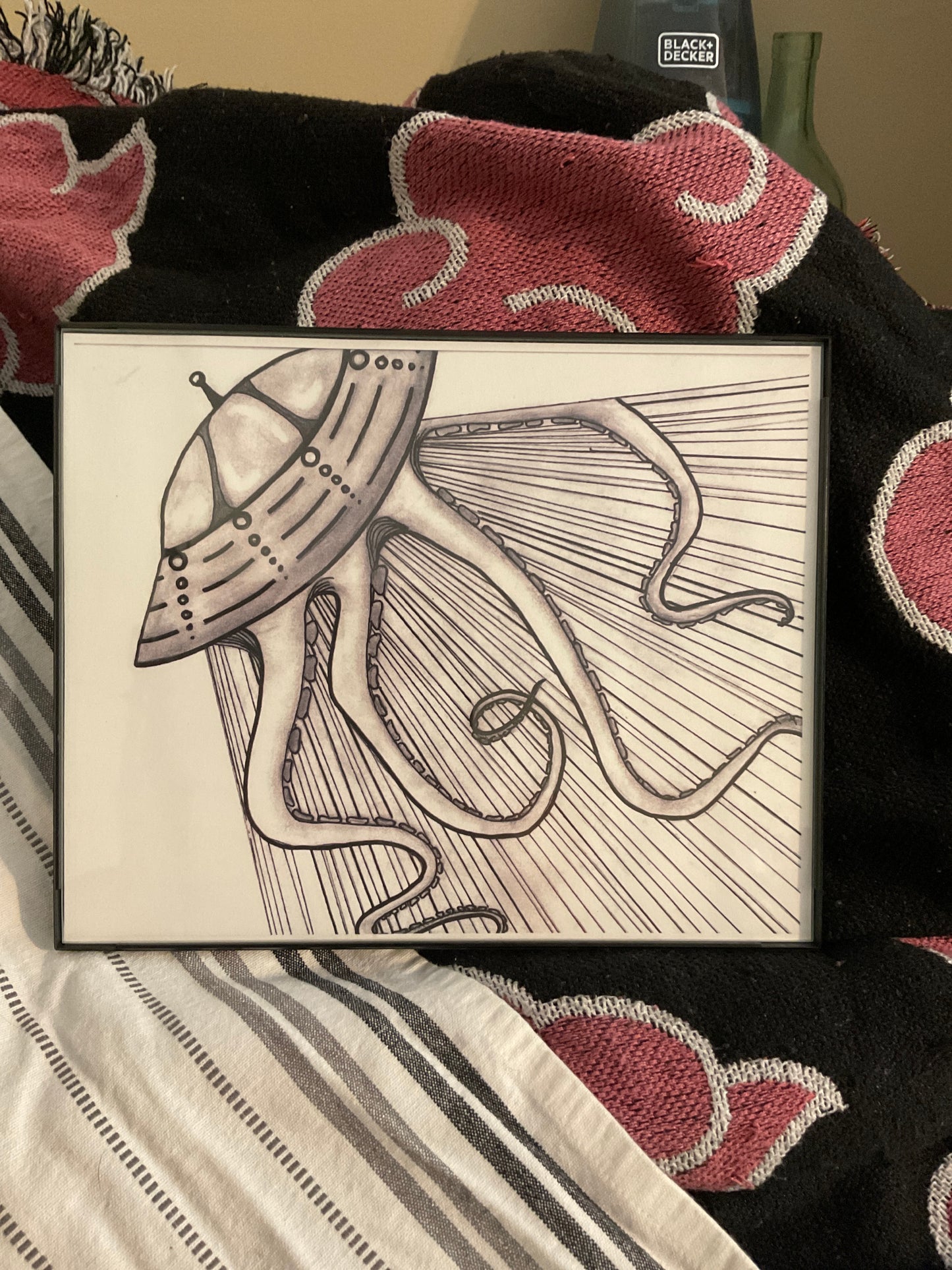 Pen and ink tentacle ufo