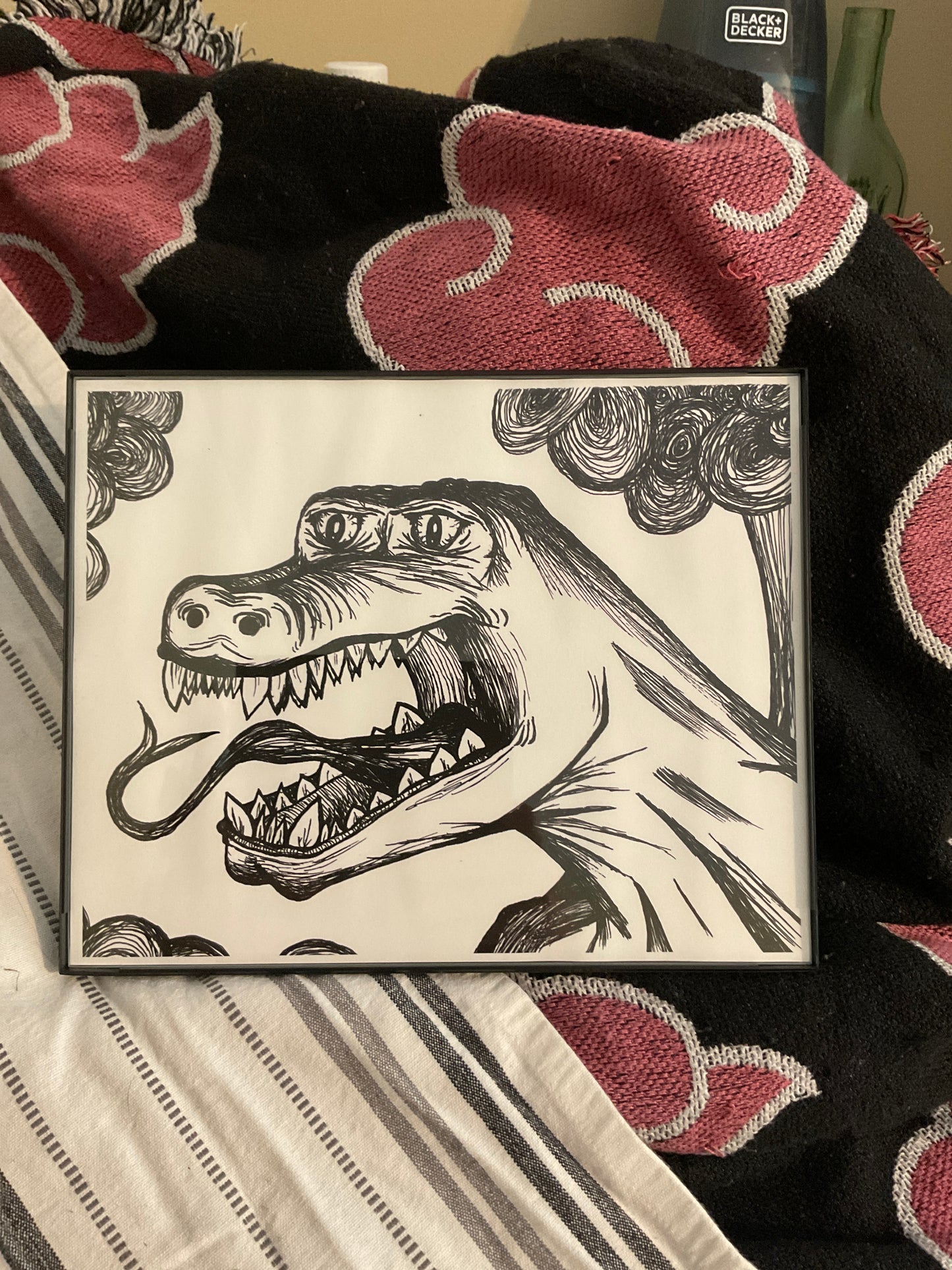 Pen and ink godzilla